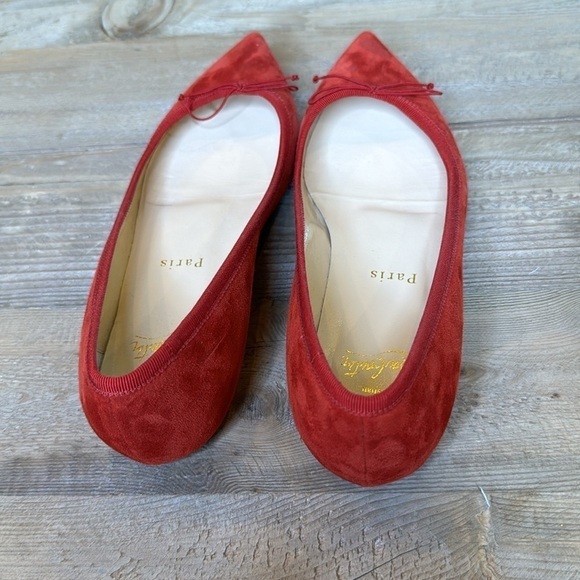Christian Louboutin Red Pointed Flats Size 35 - Picture 3 of 6